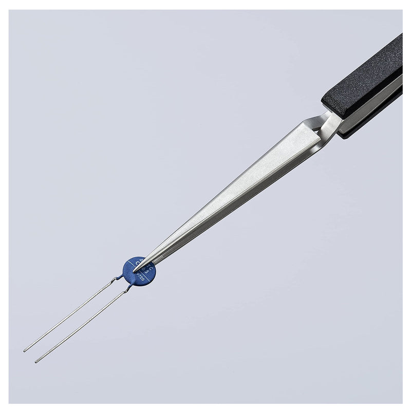 Nhíp gắp linh kiện điện tử, cơ chế kẹp tự động, mũi tròn bè KNIPEX 92 95 89 kích thước đầu mũi 0.8 x 1.0mm