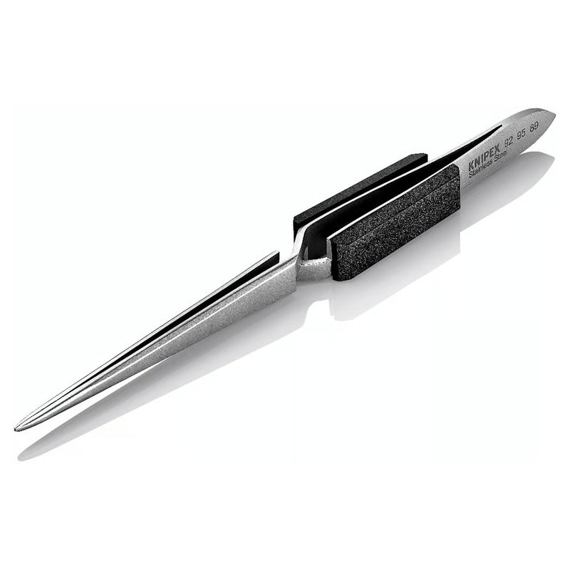 Nhíp gắp linh kiện điện tử, cơ chế kẹp tự động, mũi tròn bè KNIPEX 92 95 89 kích thước đầu mũi 0.8 x 1.0mm