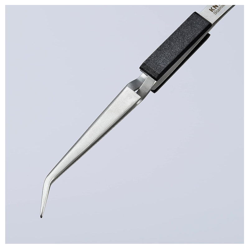 Nhíp gắp linh kiện điện tử, cơ chế kẹp tự động, mũi tròn bè cong 40°  KNIPEX 92 95 90 kích thước đầu mũi 0.8 x 1.0mm