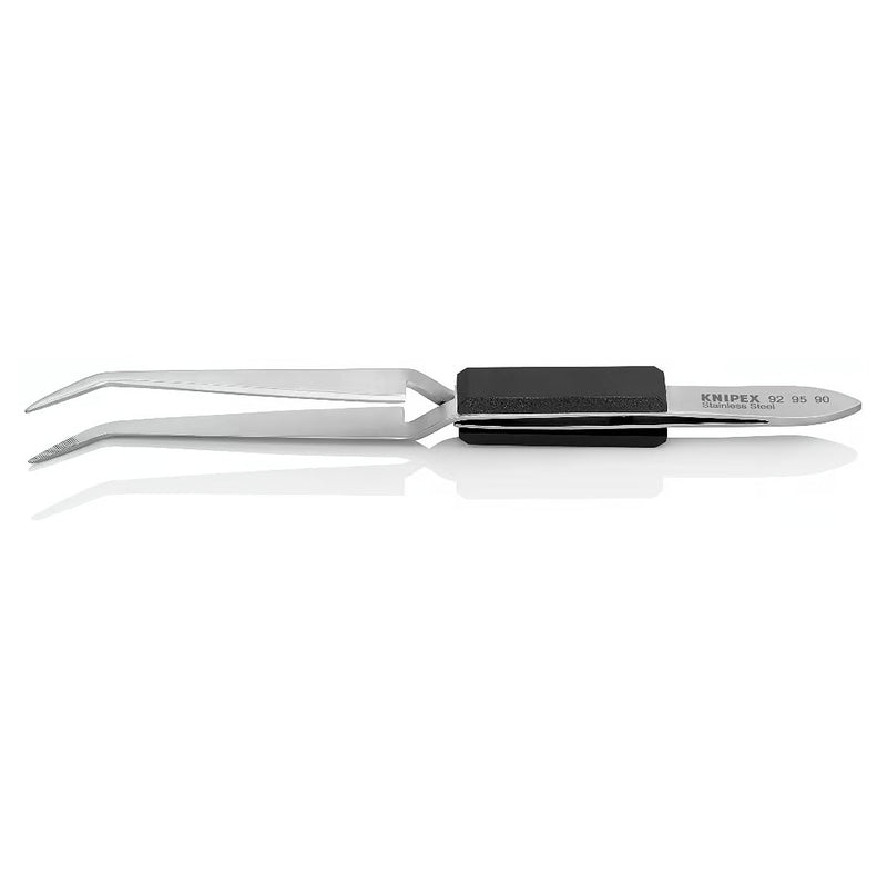 Nhíp gắp linh kiện điện tử, cơ chế kẹp tự động, mũi tròn bè cong 40°  KNIPEX 92 95 90 kích thước đầu mũi 0.8 x 1.0mm