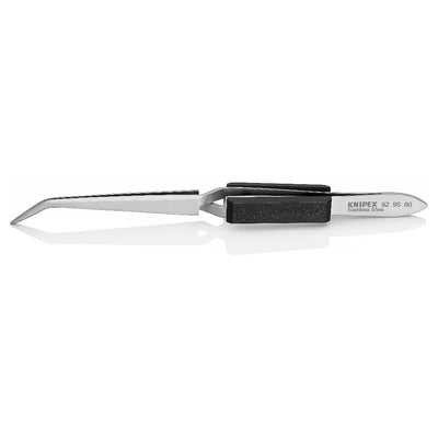 Nhíp gắp linh kiện điện tử, cơ chế kẹp tự động, mũi tròn bè cong 40°  KNIPEX 92 95 90 kích thước đầu mũi 0.8 x 1.0mm
