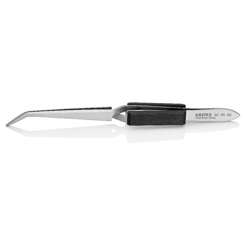 Nhíp gắp linh kiện điện tử, cơ chế kẹp tự động, mũi tròn bè cong 40°  KNIPEX 92 95 90 kích thước đầu mũi 0.8 x 1.0mm