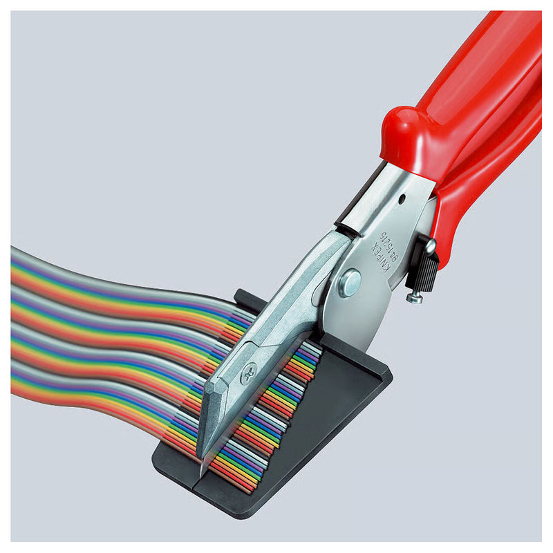 Kìm cắt nhựa, chuyên cắt cáp ruy băng KNIPEX 94 15 215 chiều dài 215mm, mạ Chrome, tay cầm bọc nhựa chống trượt