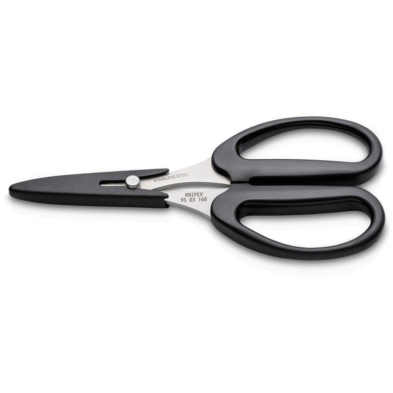 Kéo cắt chuyên dùng cắt sợi tổng hợp Kevlar trong cáp quang KNIPEX 95 03 160 SB chiều dài 160mm, mạ Chrome