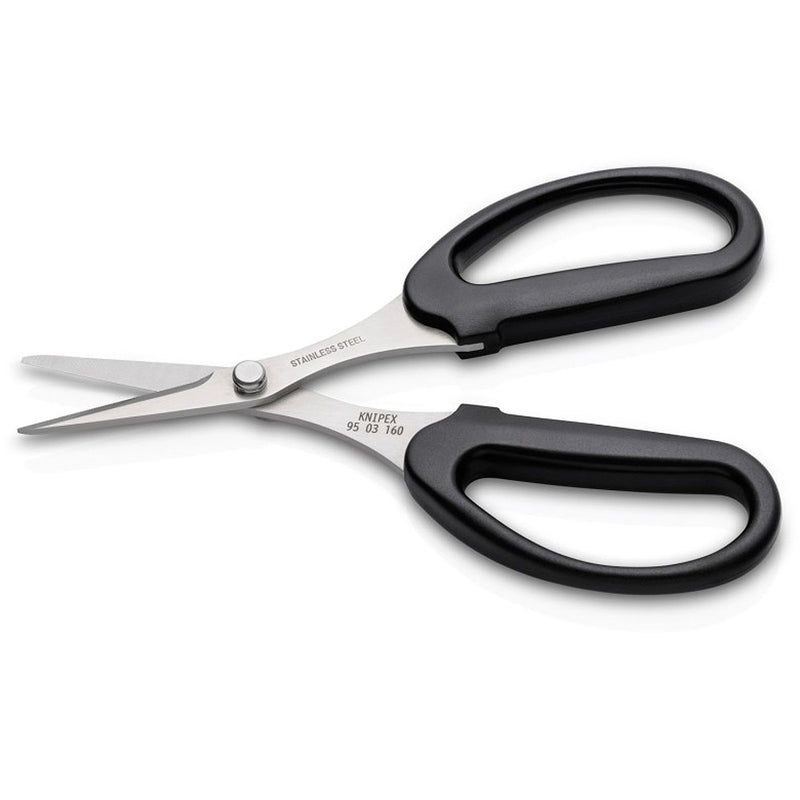 Kéo cắt chuyên dùng cắt sợi tổng hợp Kevlar trong cáp quang KNIPEX 95 03 160 SB chiều dài 160mm, mạ Chrome