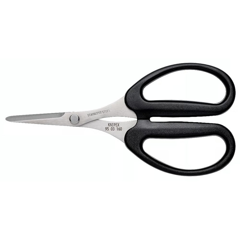 Kéo cắt chuyên dùng cắt sợi tổng hợp Kevlar trong cáp quang KNIPEX 95 03 160 SB chiều dài 160mm, mạ Chrome