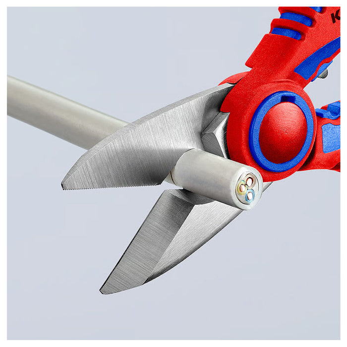 Kéo cắt tích hợp lỗ bấm cose, chuyên dùng cho thợ điện KNIPEX 95 05 10 SB chiều dài 190mm, tay cầm bọc nhựa chống trượt