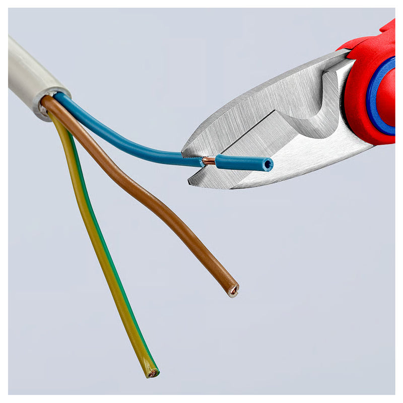Kéo cắt tích hợp lỗ bấm cose, chuyên dùng cho thợ điện KNIPEX 95 05 10 SB chiều dài 190mm, tay cầm bọc nhựa chống trượt