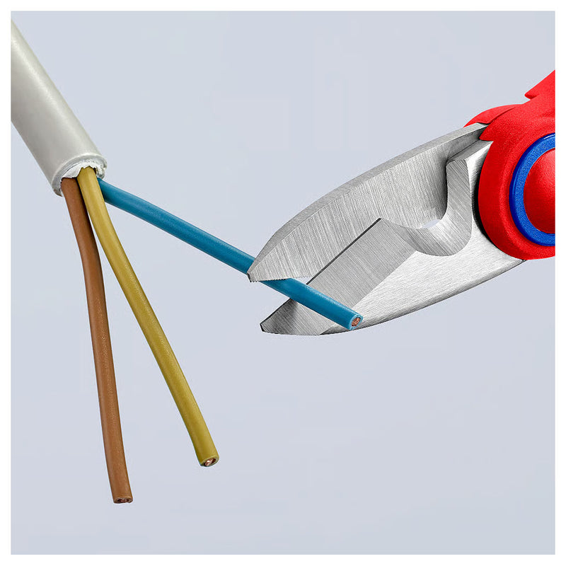 Kéo cắt tích hợp lỗ bấm cose, chuyên dùng cho thợ điện KNIPEX 95 05 10 SB chiều dài 190mm, tay cầm bọc nhựa chống trượt
