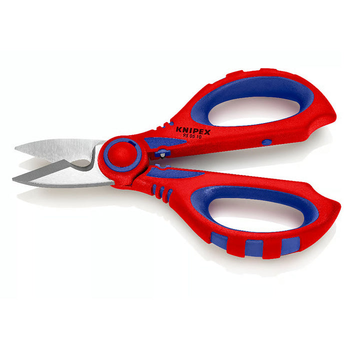 Kéo cắt tích hợp lỗ bấm cose, chuyên dùng cho thợ điện KNIPEX 95 05 10 SB chiều dài 190mm, tay cầm bọc nhựa chống trượt
