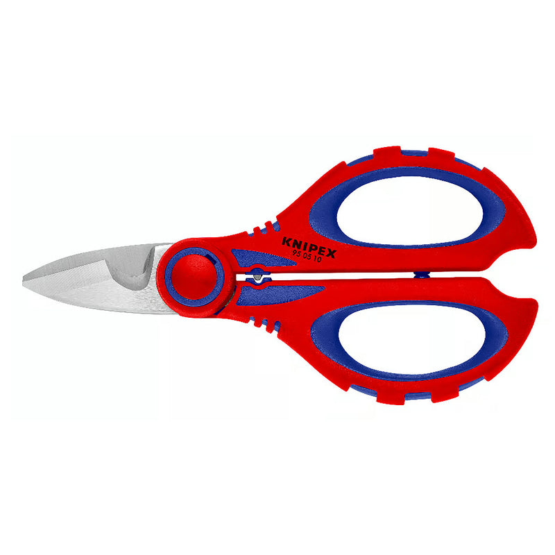 Kéo cắt tích hợp lỗ bấm cose, chuyên dùng cho thợ điện KNIPEX 95 05 10 SB chiều dài 190mm, tay cầm bọc nhựa chống trượt
