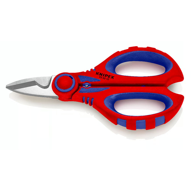 Kéo cắt tích hợp lỗ bấm cose, chuyên dùng cho thợ điện KNIPEX 95 05 10 SB chiều dài 190mm, tay cầm bọc nhựa chống trượt