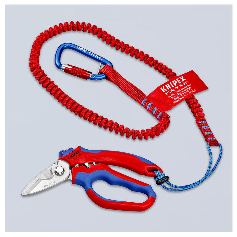 Kéo cắt lưỡi cong 45°, chuyên dùng cho thợ điện KNIPEX 95 05 20 SB chiều dài 160mm, tay cầm bọc nhựa chống trượt