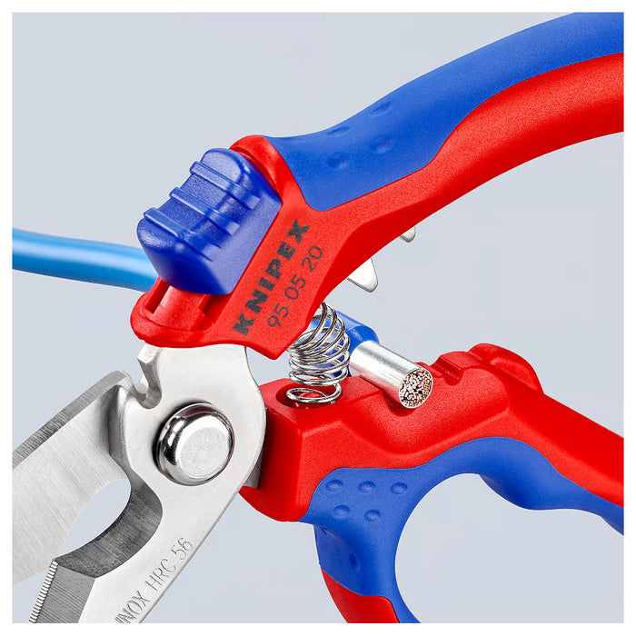 Kéo cắt lưỡi cong 45°, chuyên dùng cho thợ điện KNIPEX 95 05 20 SB chiều dài 160mm, tay cầm bọc nhựa chống trượt