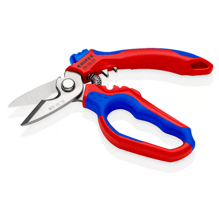 Kéo cắt lưỡi cong 45°, chuyên dùng cho thợ điện KNIPEX 95 05 20 SB chiều dài 160mm, tay cầm bọc nhựa chống trượt