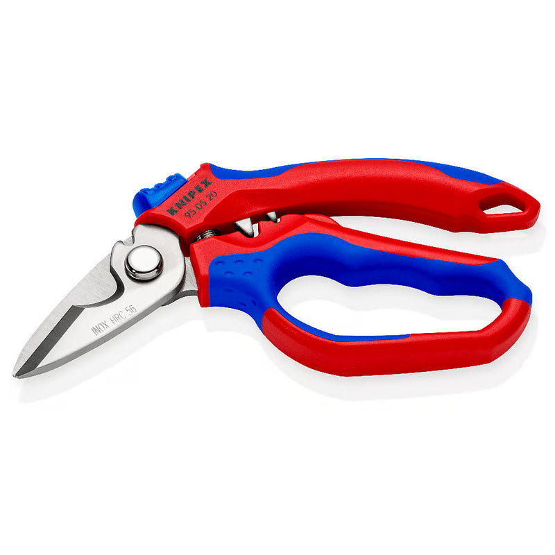 Kéo cắt lưỡi cong 45°, chuyên dùng cho thợ điện KNIPEX 95 05 20 SB chiều dài 160mm, tay cầm bọc nhựa chống trượt