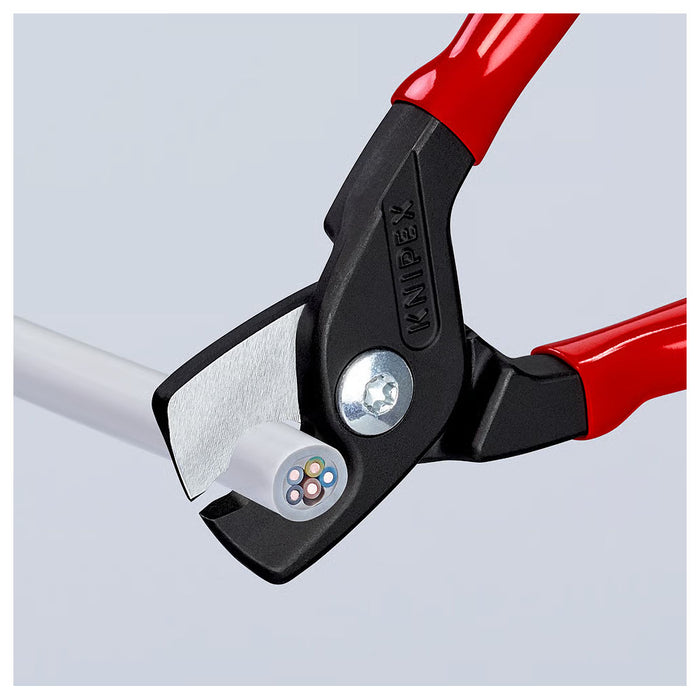 Kìm cắt cáp dòng StepCut KNIPEX 95 11 160 chiều dài 160mm, mạ đen nhám, tay cầm bọc nhựa bóng kháng dầu mở