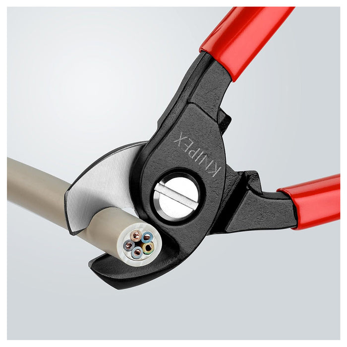 Kìm cắt cáp KNIPEX 95 11 165 chiều dài 165mm, mạ đen nhám, tay cầm bọc nhựa kháng dầu mở