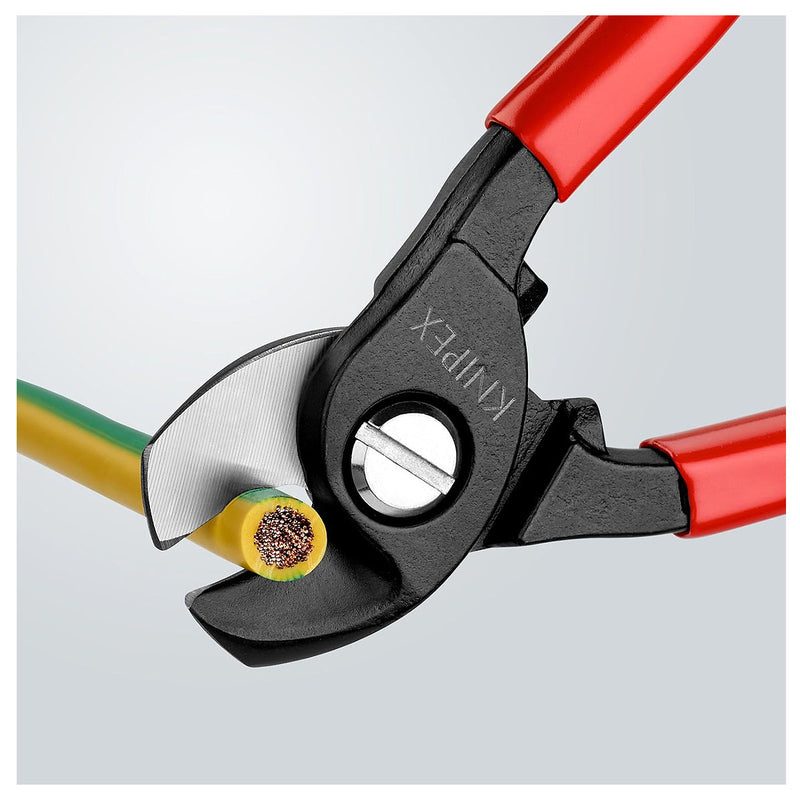 Kìm cắt cáp KNIPEX 95 11 165 chiều dài 165mm, mạ đen nhám, tay cầm bọc nhựa kháng dầu mở