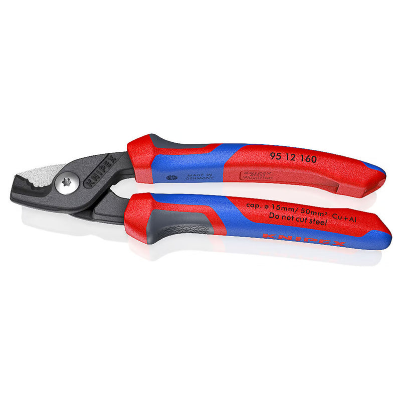 Kìm cắt cáp dòng StepCut KNIPEX 95 12 160 chiều dài 160mm, mạ đen nhám, tay cầm bọc nhựa chống trượt