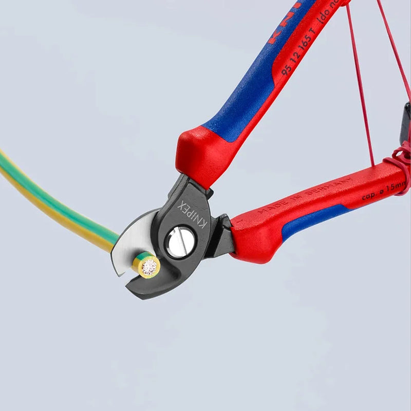 Kìm cắt cáp KNIPEX chiều dài 165mm, mạ đen nhám, tay cầm bọc nhựa chống trượt