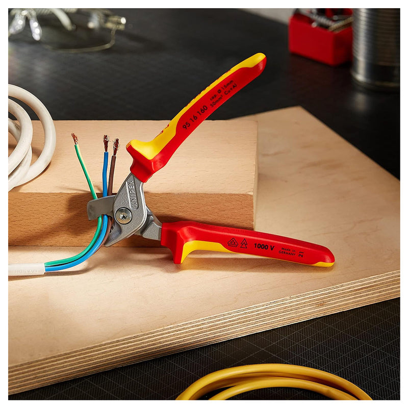Kìm cắt cáp dòng StepCut KNIPEX 95 16 160 cách điện 1000V, chiều dài 160mm, mạ Chrome