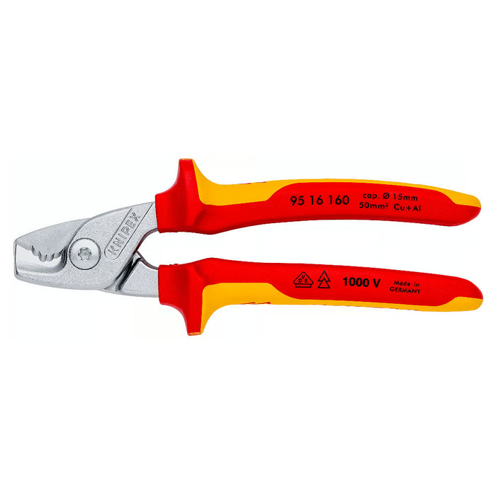 Kìm cắt cáp dòng StepCut KNIPEX 95 16 160 cách điện 1000V, chiều dài 160mm, mạ Chrome