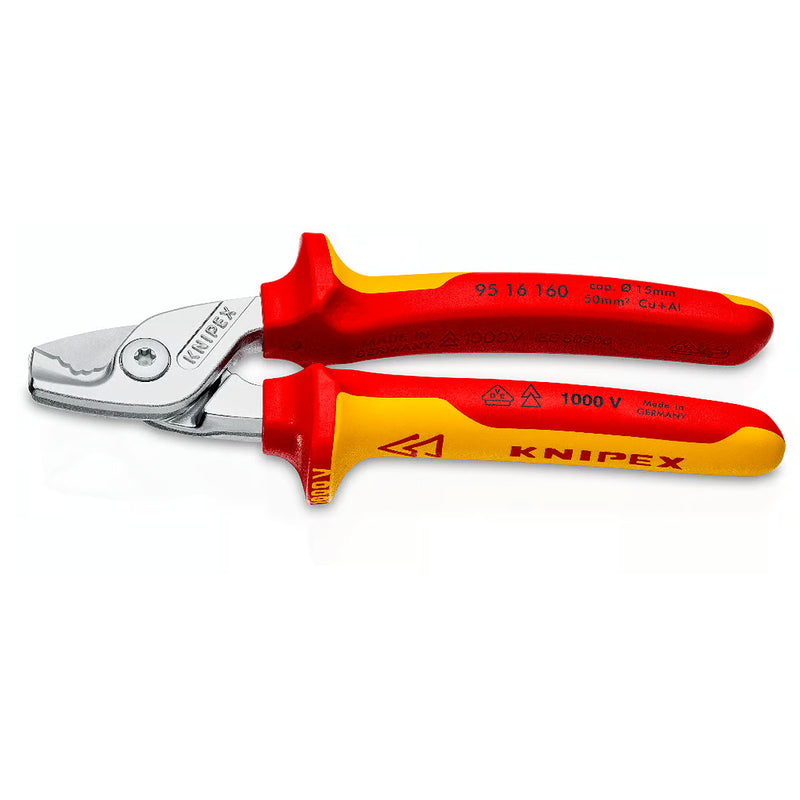 Kìm cắt cáp dòng StepCut KNIPEX 95 16 160 cách điện 1000V, chiều dài 160mm, mạ Chrome