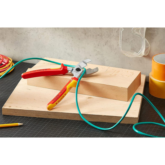 Kìm cắt cáp lưỡi kép KNIPEX 95 16 200 cách điện 1000V, mạ Chrome