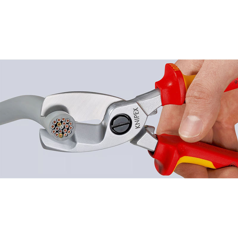 Kìm cắt cáp lưỡi kép KNIPEX 95 16 200 cách điện 1000V, mạ Chrome