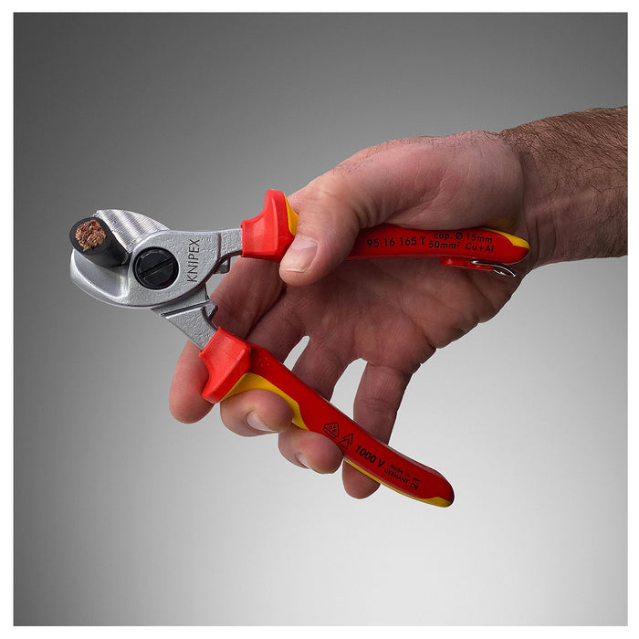 Kìm cắt cáp KNIPEX cách điện 1000V, chiều dài 165mm, mạ Chrome