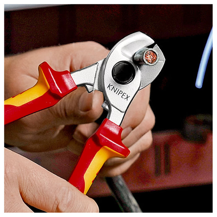 Kìm cắt cáp KNIPEX cách điện 1000V, chiều dài 165mm, mạ Chrome