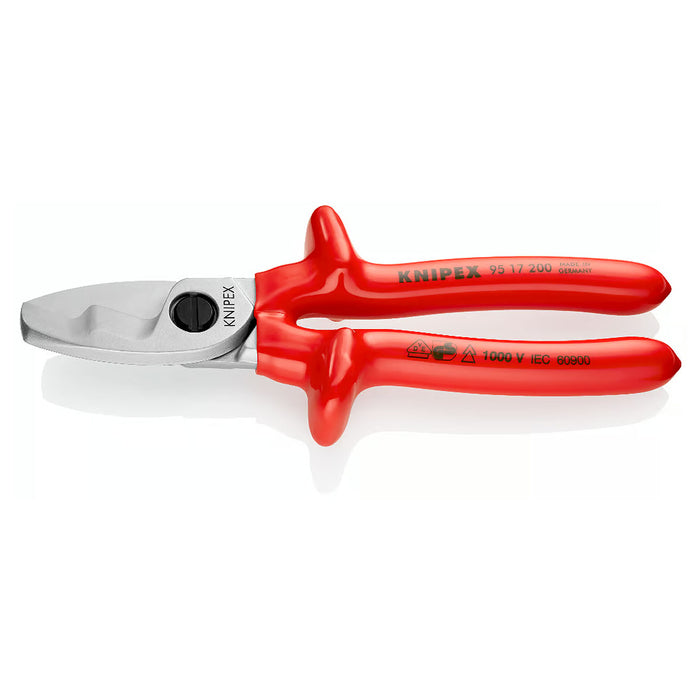 Kìm cắt cáp lưỡi kép KNIPEX 95 17 200 cách điện 1000V, mạ Chrome