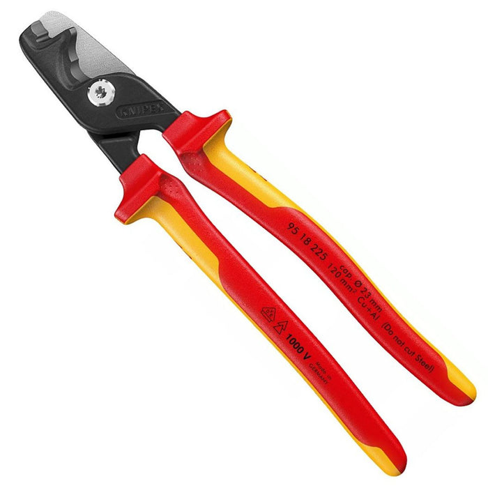 Kìm cắt cáp lưỡi kép dòng StepCut XL KNIPEX 95 18 225 cách điện 1000V chiều dài 225mm, mạ đen nhám