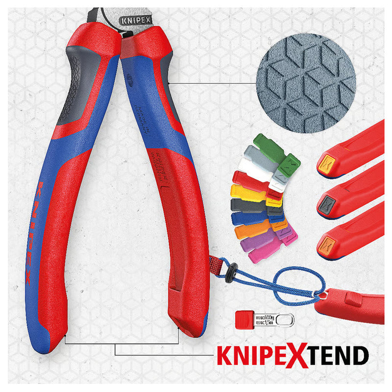 Kìm cắt cáp, tích hợp lò xo tự mở KNIPEX 95 22 165 chiều dài 165mm, mạ đen nhám, tay cầm bọc nhựa chống trượt