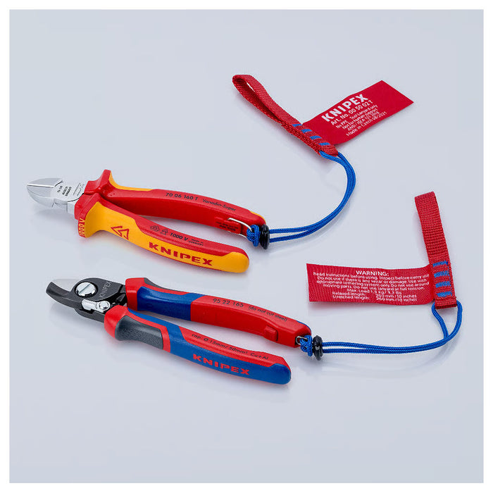 Kìm cắt cáp, tích hợp lò xo tự mở KNIPEX 95 22 165 chiều dài 165mm, mạ đen nhám, tay cầm bọc nhựa chống trượt