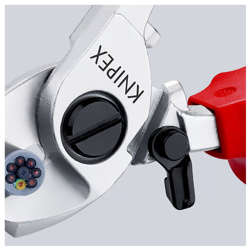 Kìm cắt cáp, tích hợp lò xo tự mở KNIPEX 95 26 165 cách điện 1000V, chiều dài 165mm, mạ Chrome