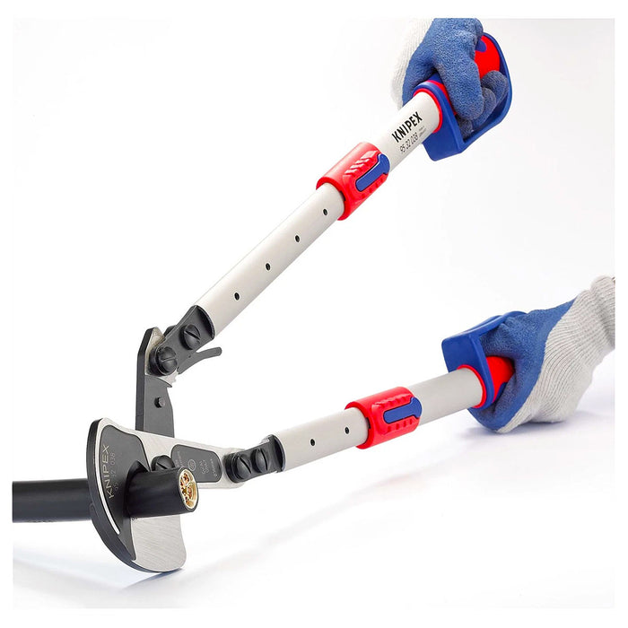 Kìm cắt cáp hạng nặng, cho cáp đồng và nhôm KNIPEX 95 32 038 chiều dài 570mm, mạ đen nhám, tay cầm bọc nhựa chống trượt