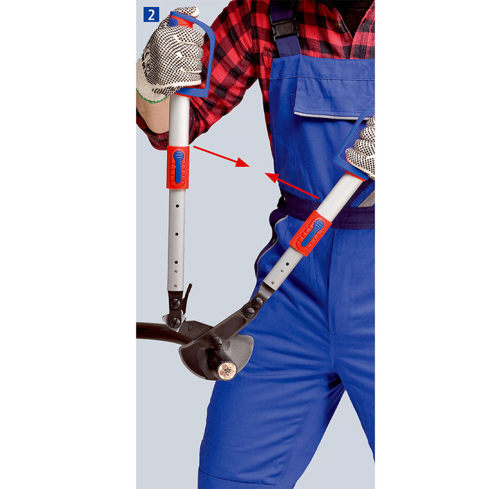 Kìm cắt cáp hạng nặng, cho cáp đồng và nhôm KNIPEX 95 32 038 chiều dài 570mm, mạ đen nhám, tay cầm bọc nhựa chống trượt