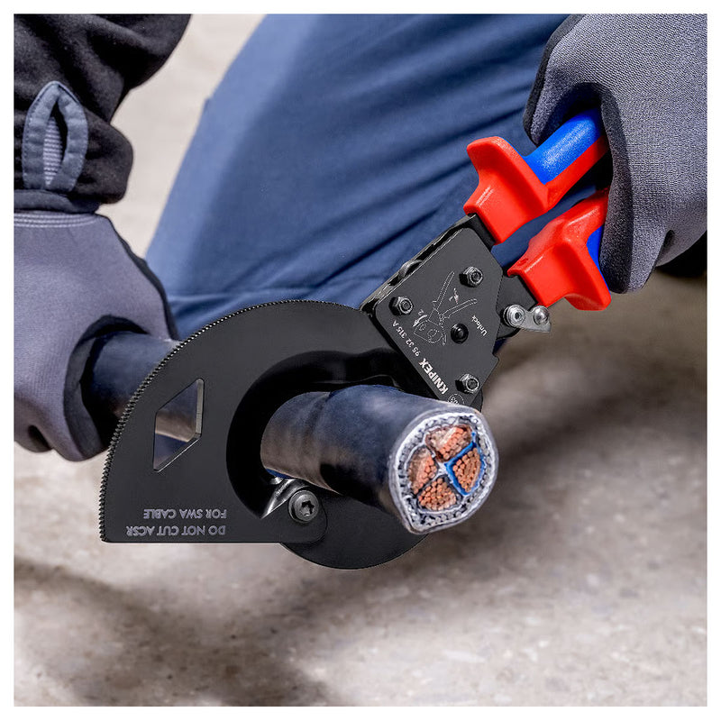 Kìm cắt cáp nhông, cho cáp bọc thép SWA KNIPEX 95 32 315 A chiều dài 315mm, mạ đen nhám, tay cầm bọc nhựa chống trượt