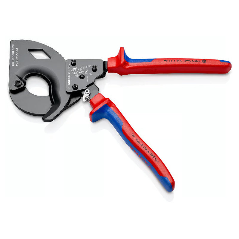 Kìm cắt cáp nhông, cho cáp bọc thép SWA KNIPEX 95 32 315 A chiều dài 315mm, mạ đen nhám, tay cầm bọc nhựa chống trượt