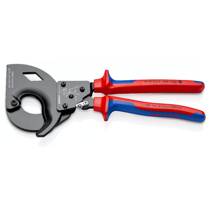 Kìm cắt cáp nhông, cho cáp bọc thép SWA KNIPEX 95 32 315 A chiều dài 315mm, mạ đen nhám, tay cầm bọc nhựa chống trượt