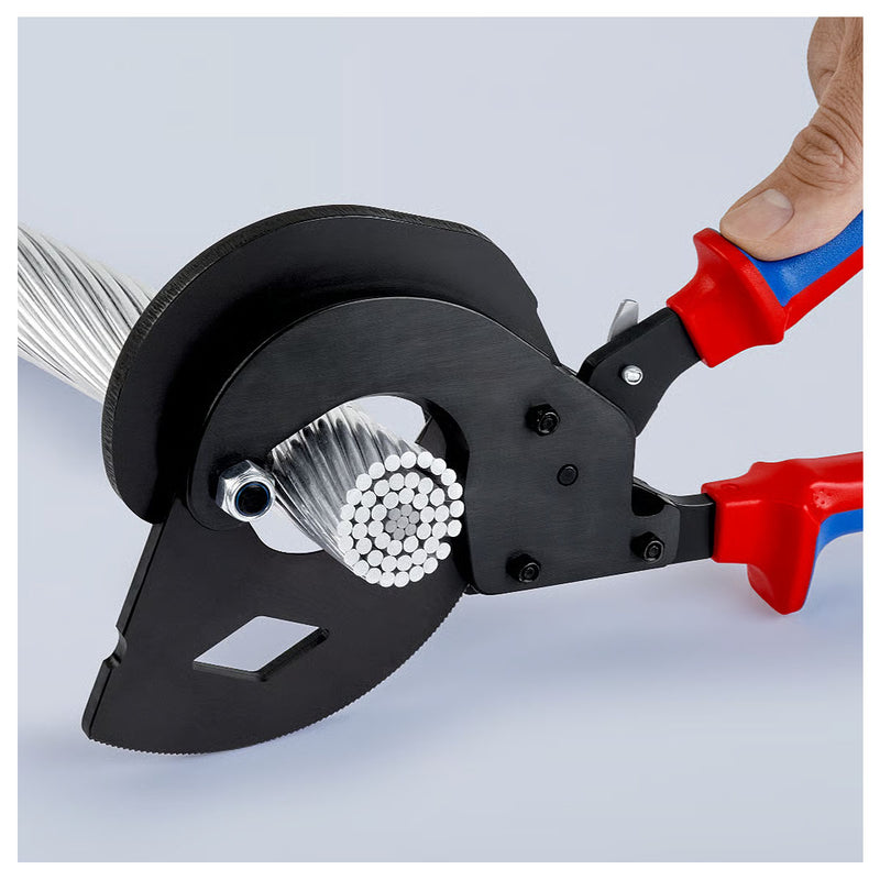 Kìm cắt cáp nhông, cho cáp nhôm lõi thép ACSR KNIPEX 95 32 340 SR chiều dài 340mm, mạ đen nhám, tay cầm bọc nhựa chống trượt