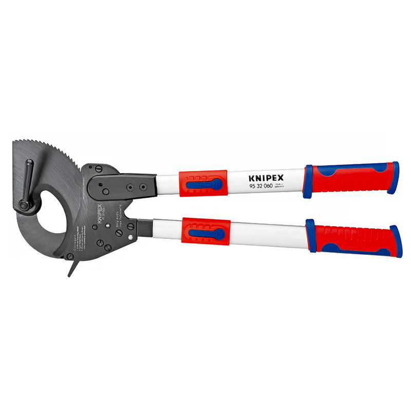 Kìm cắt cáp nhông hạng nặng, cho cáp đồng và nhôm KNIPEX chiều dài từ 630mm - 680mm, mạ đen nhám, tay cầm bọc nhựa chống trượt