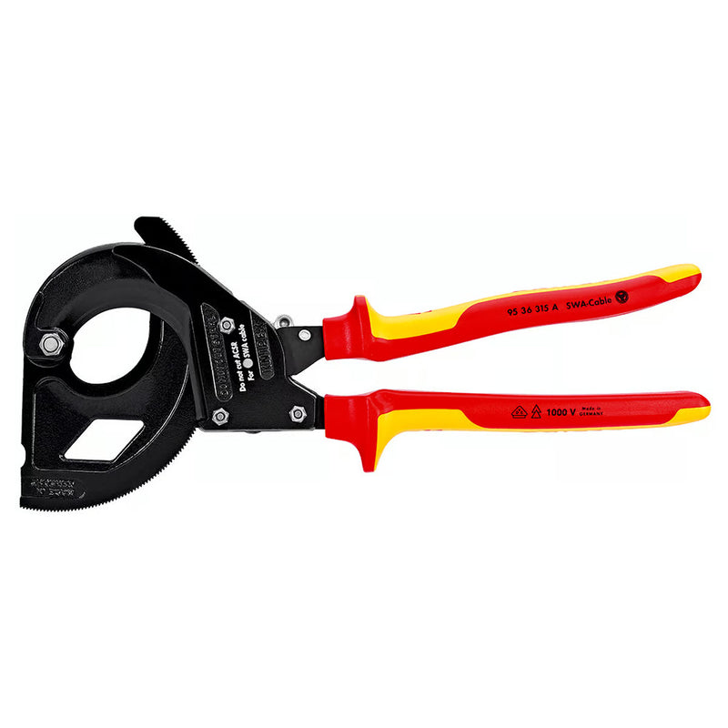 Kìm cắt cáp nhông, cho cáp bọc thép SWA KNIPEX 95 36 315 A cách điện 1000V,  chiều dài 315mm, mạ đen nhám