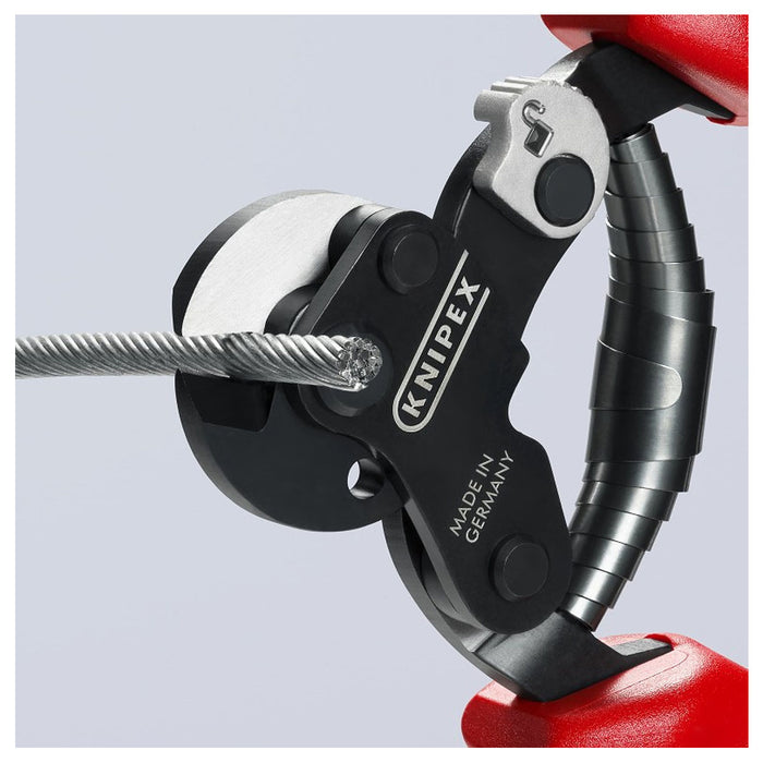 Kìm cắt cáp thép KNIPEX chiều dài 160mm, mạ đen nhám, tay cầm bọc nhựa chống trượt