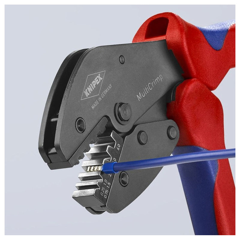 Kìm bấm cose đa năng, loại 3 ngàm bấm dòng MultiCrimp KNIPEX 97 33 01 chiều dài 250mm, khả năng bấm cose từ 0.25mm² - 6mm²