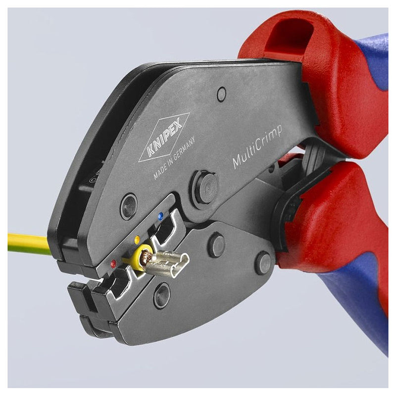 Kìm bấm cose đa năng, loại 3 ngàm bấm dòng MultiCrimp KNIPEX 97 33 01 chiều dài 250mm, khả năng bấm cose từ 0.25mm² - 6mm²