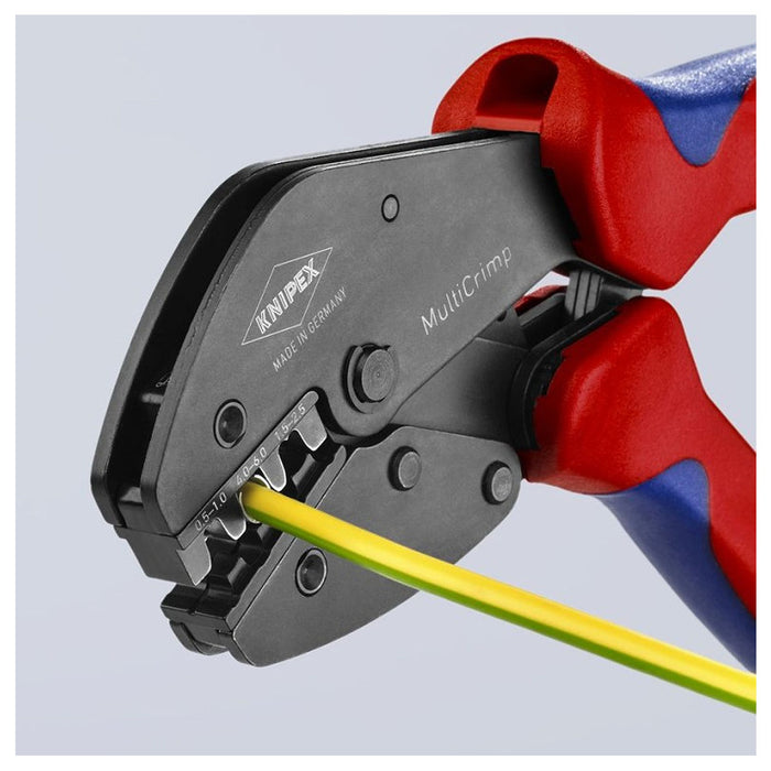 Kìm bấm cose đa năng, loại 3 ngàm bấm dòng MultiCrimp KNIPEX 97 33 01 chiều dài 250mm, khả năng bấm cose từ 0.25mm² - 6mm²