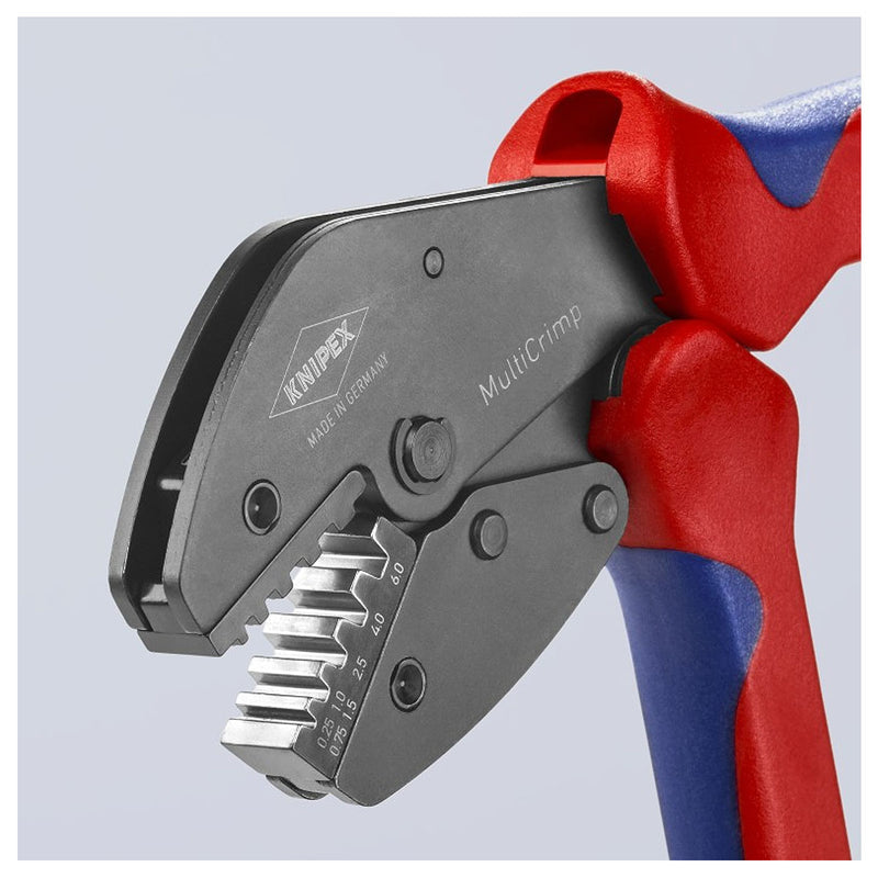 Kìm bấm cose đa năng, loại 3 ngàm bấm dòng MultiCrimp KNIPEX 97 33 01 chiều dài 250mm, khả năng bấm cose từ 0.25mm² - 6mm²